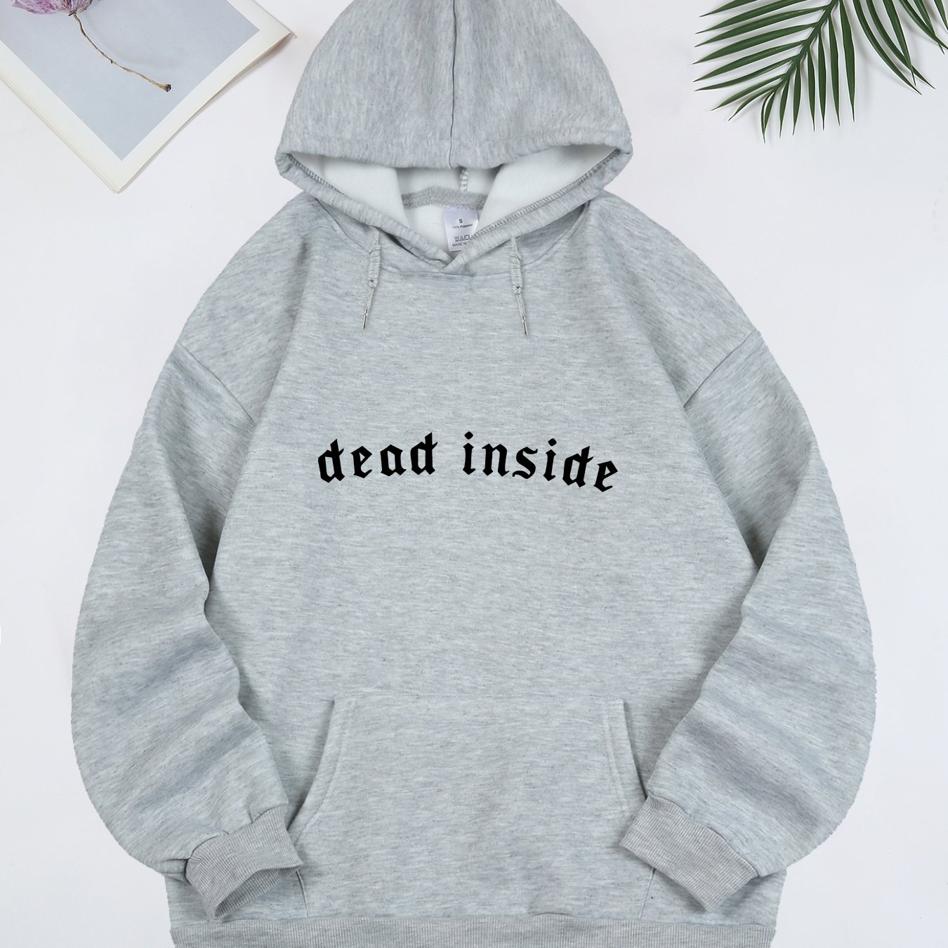 Letter Print Kangaroo Pocket Drawstring Hooded Sweatshirt, Long Sleeve Pullover Casual Hoodie, Women's Clothing