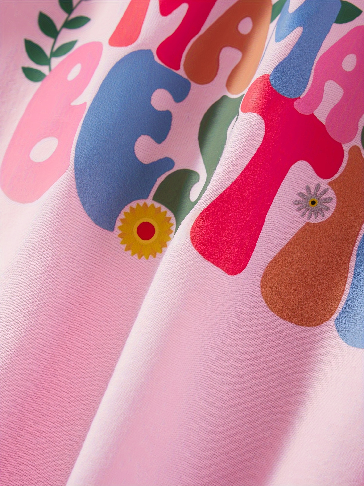 Family Matching Autumn Sweatshirt Parent-child Long Sleeve Crewneck Letter Flower Print Pullover