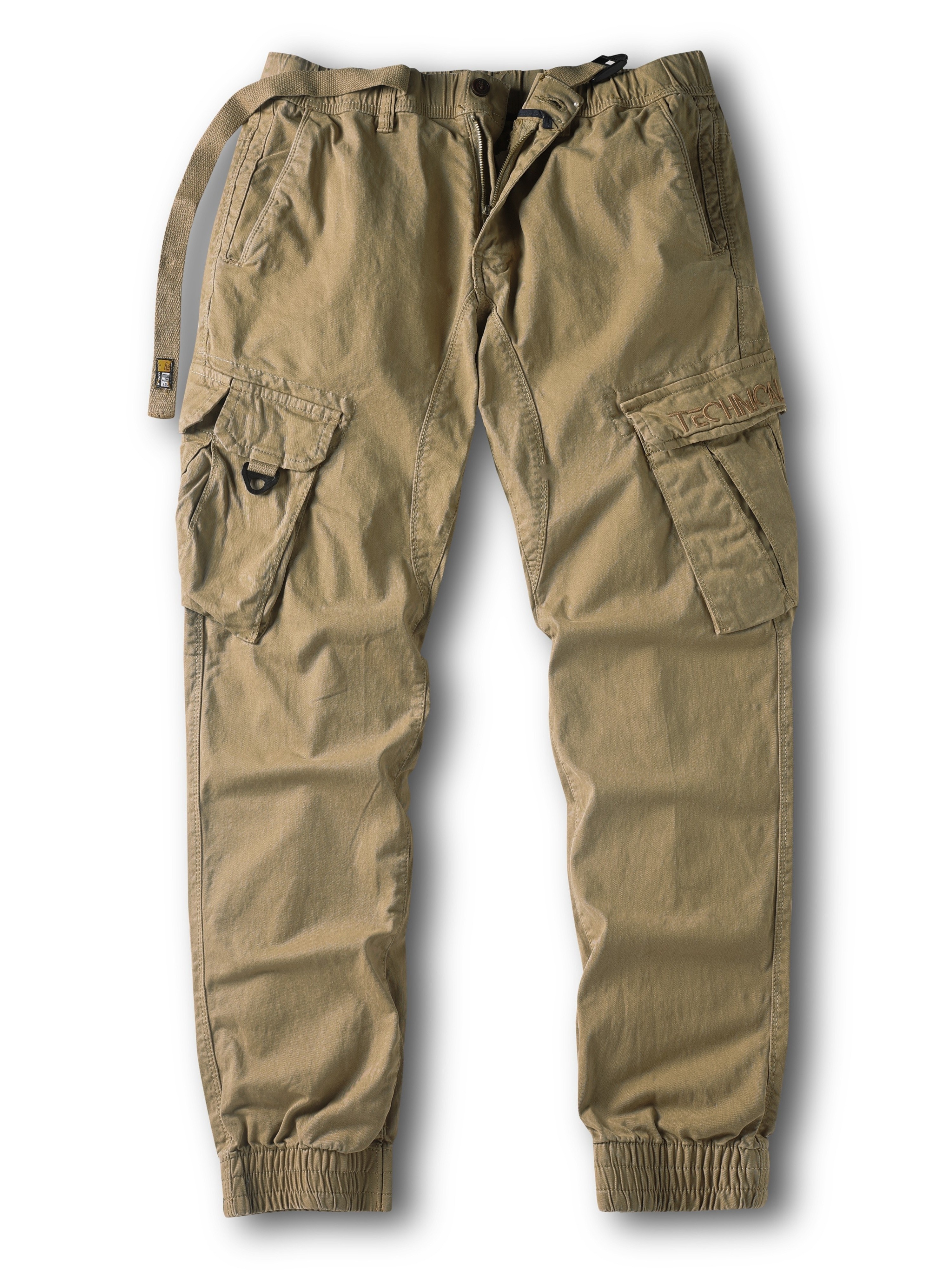 Men's Solid Cargo Pants With Multi Pockets, Causal Cotton Trousers For Outdoor Activities