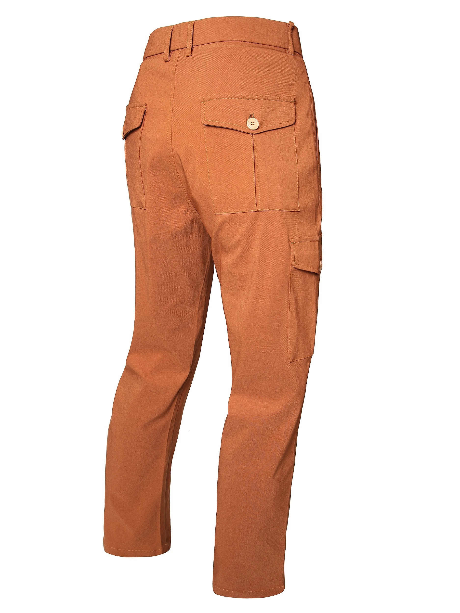 2pcs Solid Casual Pants For Men, Mid Waist Mid Stretch Cargo Pants With Flap Pockets, Male's Versatile Bottoms For All Seasons Hiking And Outdoors Activities