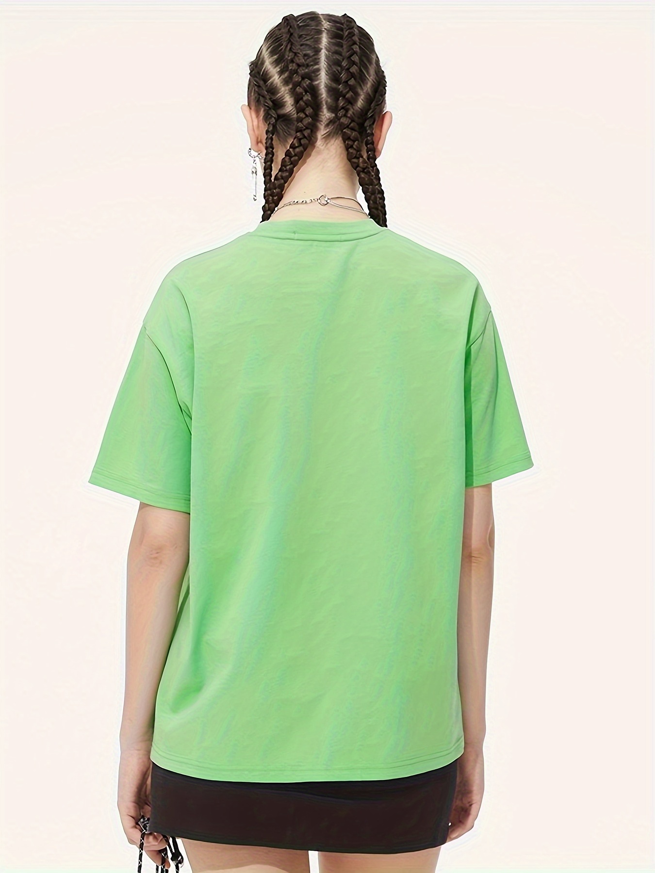 Graphic Print Crew Neck T-shirt, Stylish Short Sleeve Casual Top For Summer & Spring, Women's Clothing