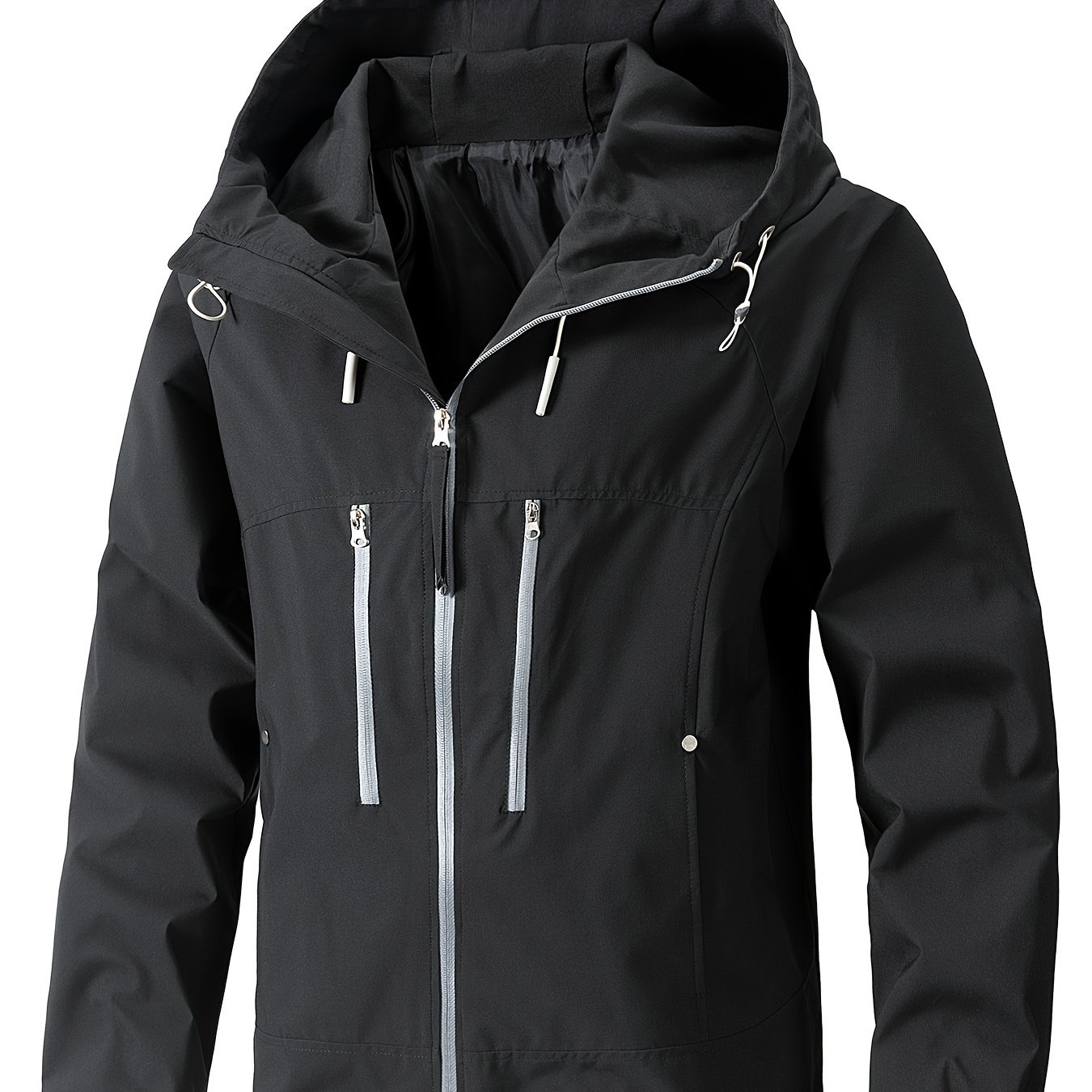 Men's Casual Zip-Up Hooded Jacket, Breathable Lightweight Multi-Pocket Jacket For Spring\u002FFall Outdoor Activity