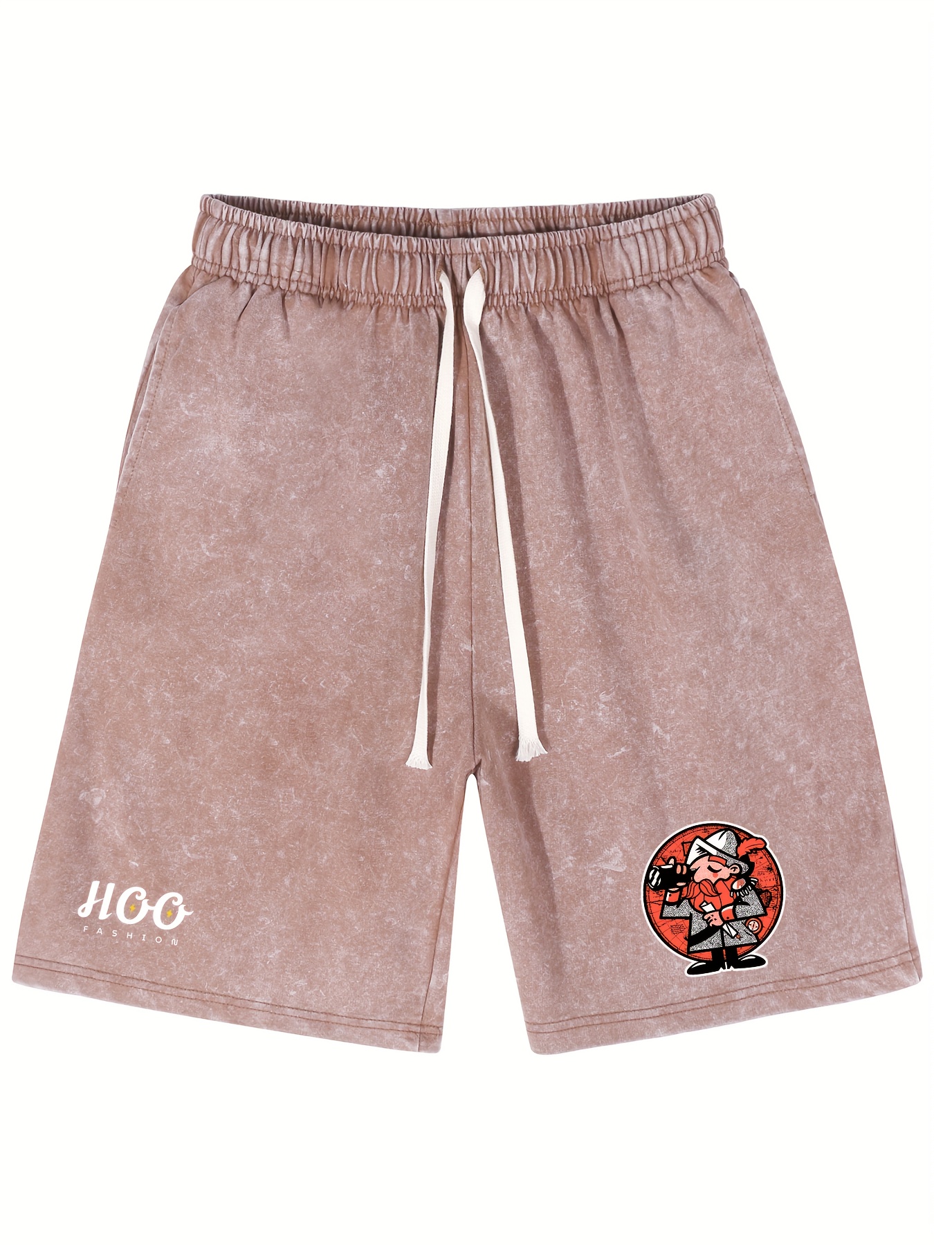 Sticker Shorts Men's Summer Thin Loose Casual Cotton Solid Color Pants, Men's Retro Street Clothes Basic Shorts.