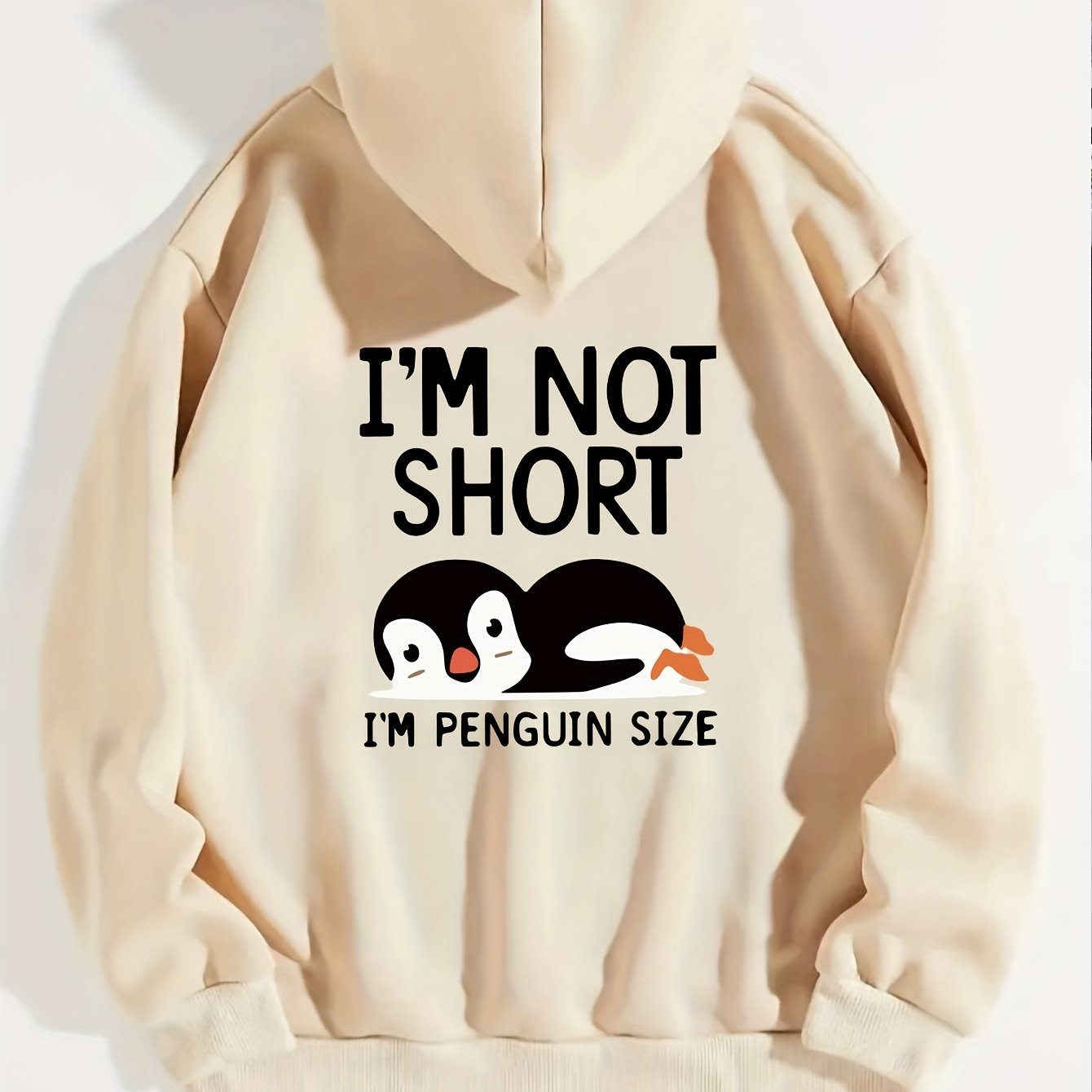 Art Letter & Goose Print Hoodie, Casual Kangaroo Pocket Long Sleeve Drawstring Hoodie For Fall & Winter, Women's Clothing