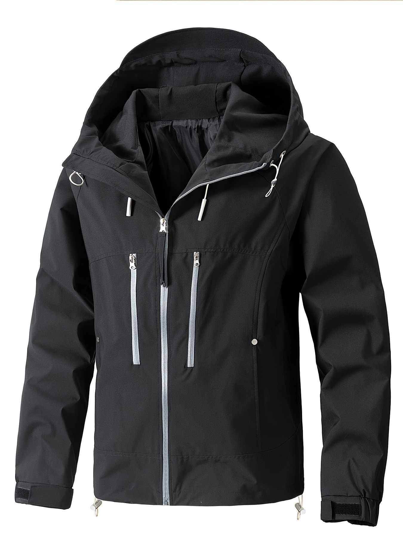 Men's Casual Zip-Up Hooded Jacket, Breathable Lightweight Multi-Pocket Jacket For Spring\u002FFall Outdoor Activity