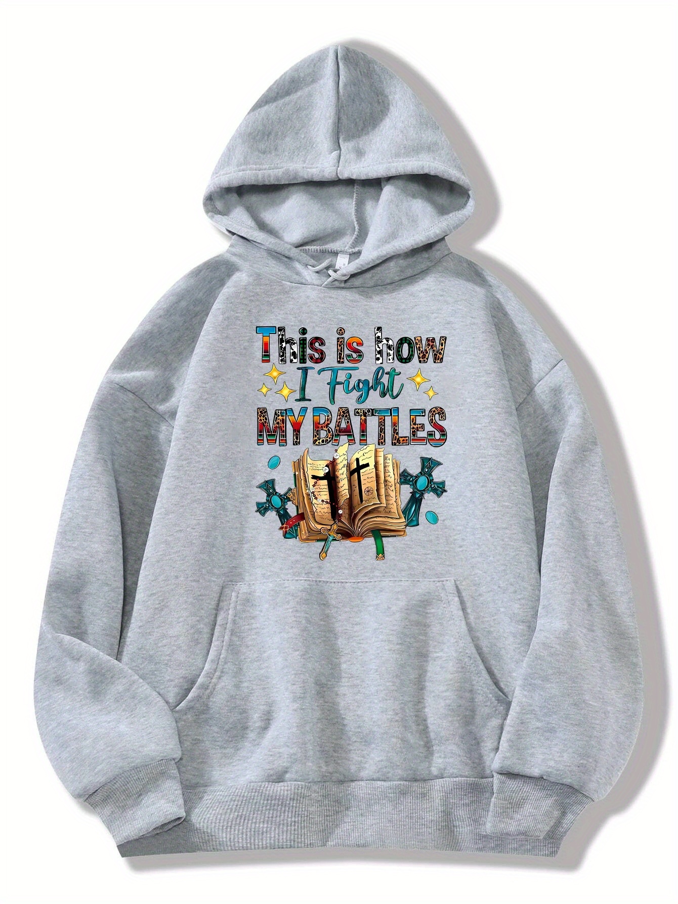 Halloween Theme Print Drawstring Hoodie, Casual Long Sleeve Kangaroo Pocket Hoodie Sweatshirt, Women's Clothing