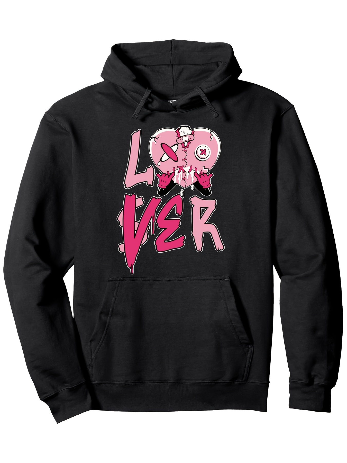 Pink Loser Lover Pink Drip Heart Matching For Men Pullover Hoodie, Men Hooded Sweatshirt, 280g
