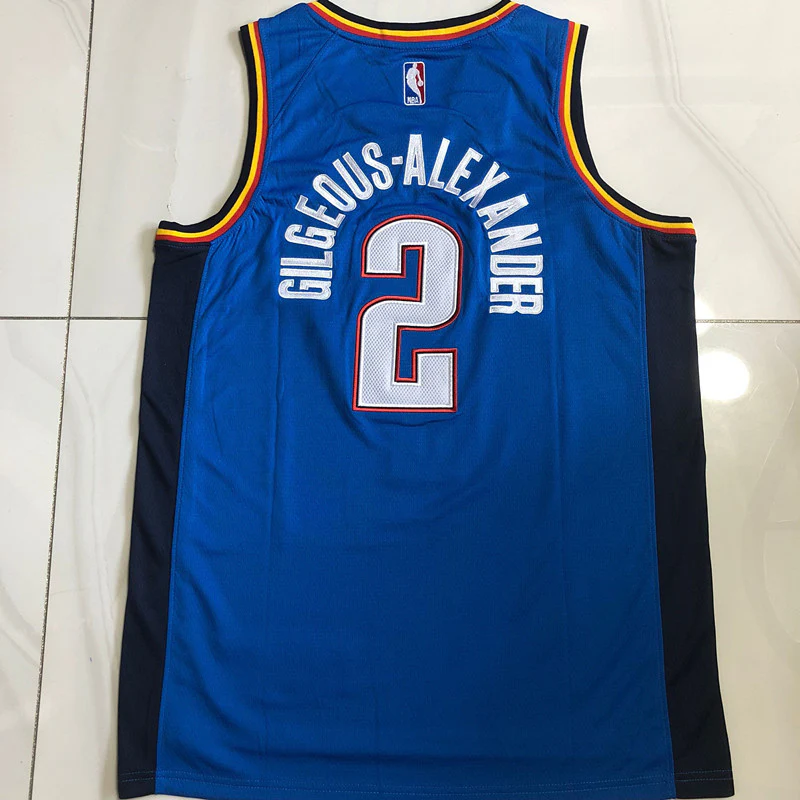 Shai Gilgeous-Alexander Oklahoma City Thunder Blue Embroidered  Jersey