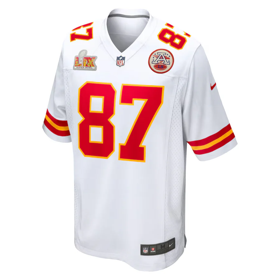 Men's Kansas City Chiefs Travis Kelce Nike White Super Bowl LIX Game Jersey