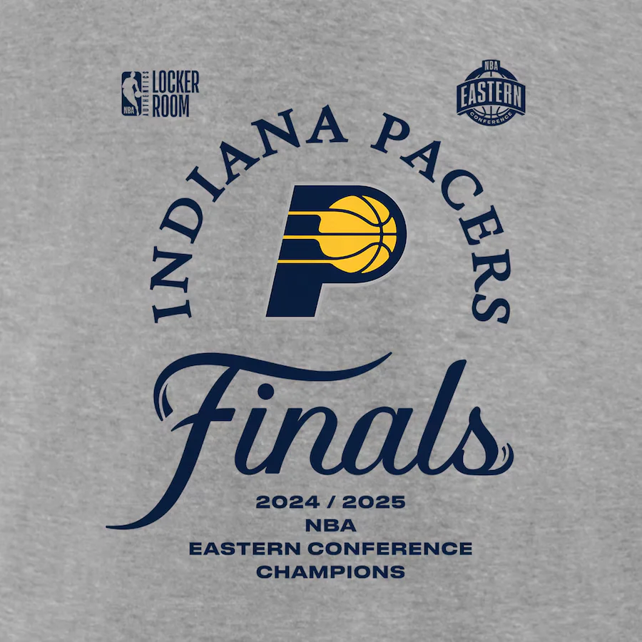 Men's Indiana Pacers Fanatics Steel 2025 Eastern Conference Champions Locker Room T-Shirt