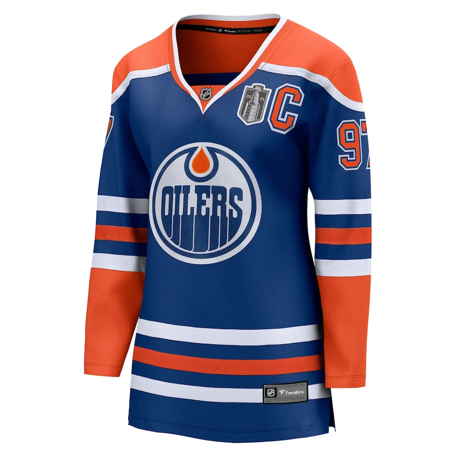 Women's Edmonton Oilers Connor McDavid Fanatics Royal 2025 Stanley Cup Final Home Breakaway Jersey