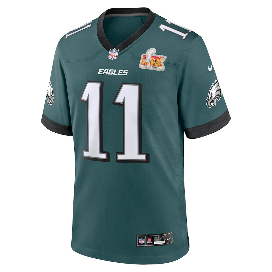 Men's Philadelphia Eagles A.J. Brown Nike Midnight Green Super Bowl LIX Game Player Jersey