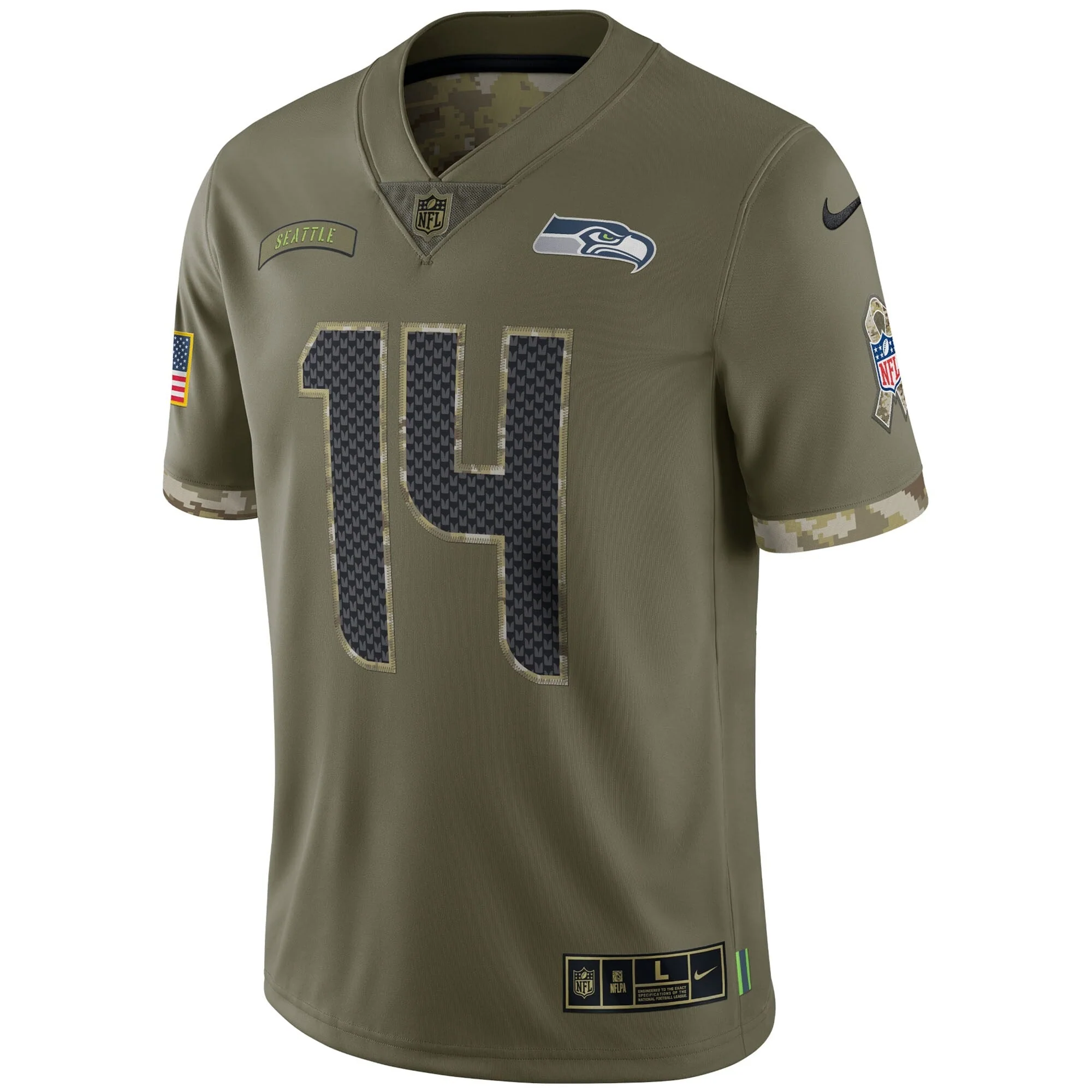 DK Metcalf Seattle Seahawks Nike 2022 Salute To Service Limited Jersey - Olive