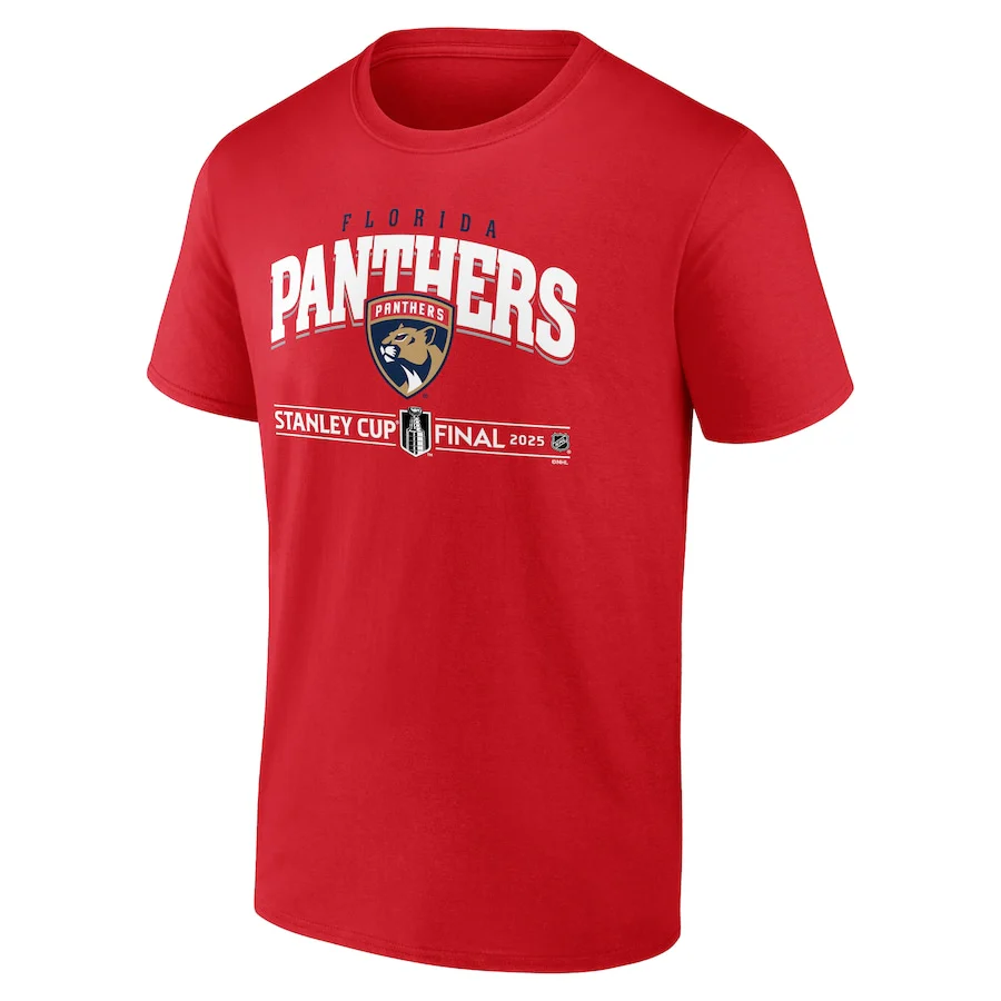 Men's Florida Panthers Red 2025 Stanley Cup Final Custom T-Shirt