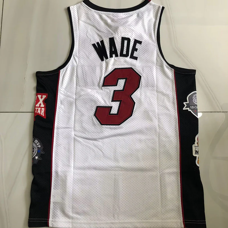 Miami Heat 3# Wade White Embroidered  Jersey