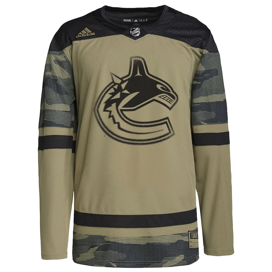 Vancouver Canucks adidas Camo Logo Military Appreciation Team Authentic Practice Jersey