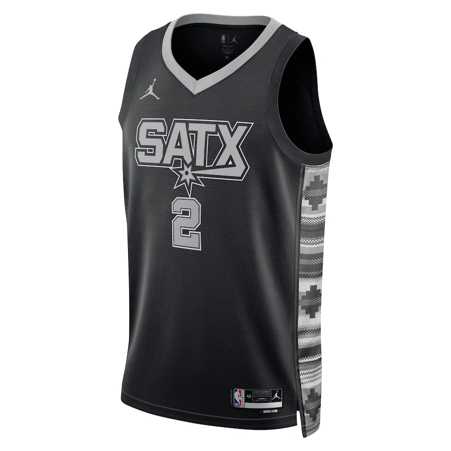 Maglia Jordan Brand Statement Edition Swingman dei San Antonio Spurs, prima scelta al active NBA 2025 - Nera - Dylan Harper - Unisex