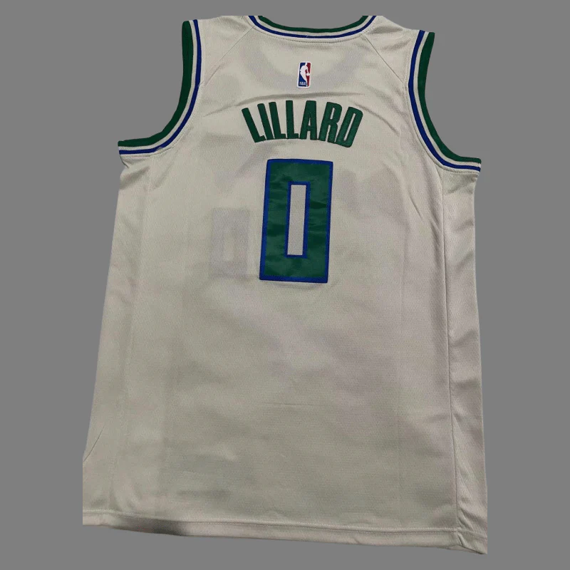 Milwaukee Bucks #0 Damian Lillard Men's Cream Basketball 2023-2024 seasonJersey