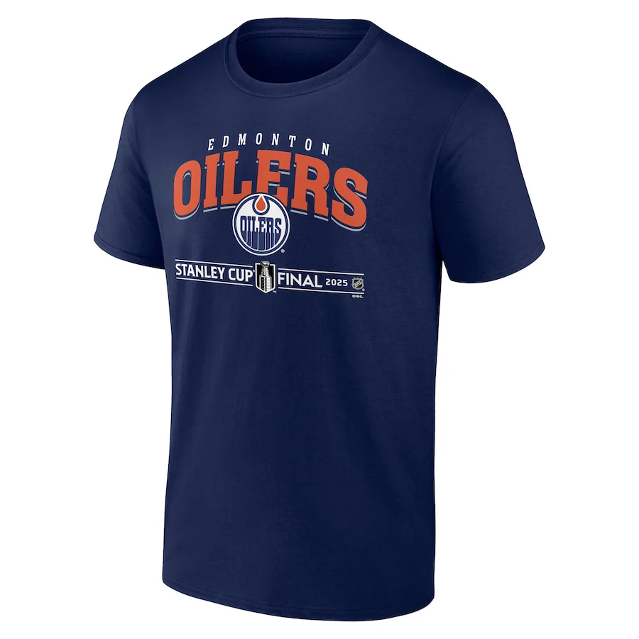 Men's Edmonton Oilers Navy 2025 Stanley Cup Final Custom T-Shirt