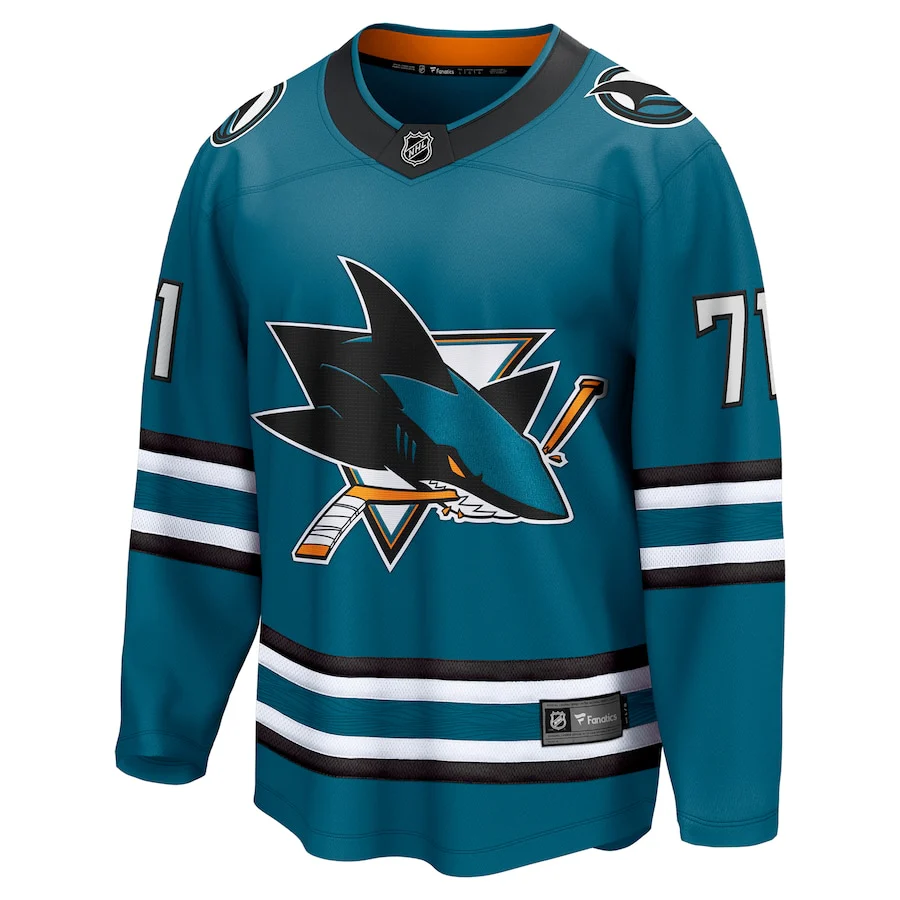 Men's San Jose Sharks Macklin Celebrini Fanatics Teal Home Breakaway Jersey