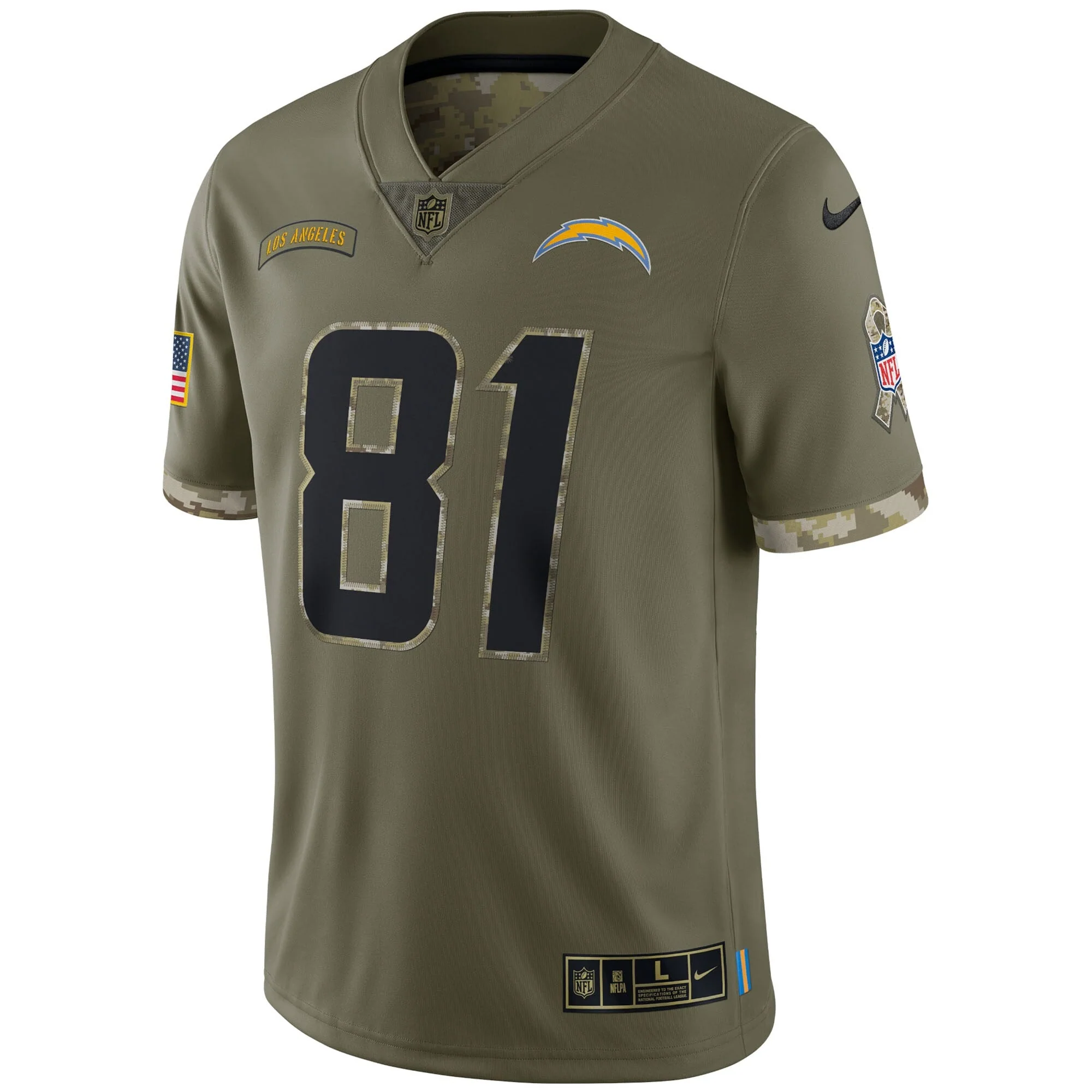 Mike Williams Los Angeles Chargers Nike Salute To Service Limited Jersey - Olive