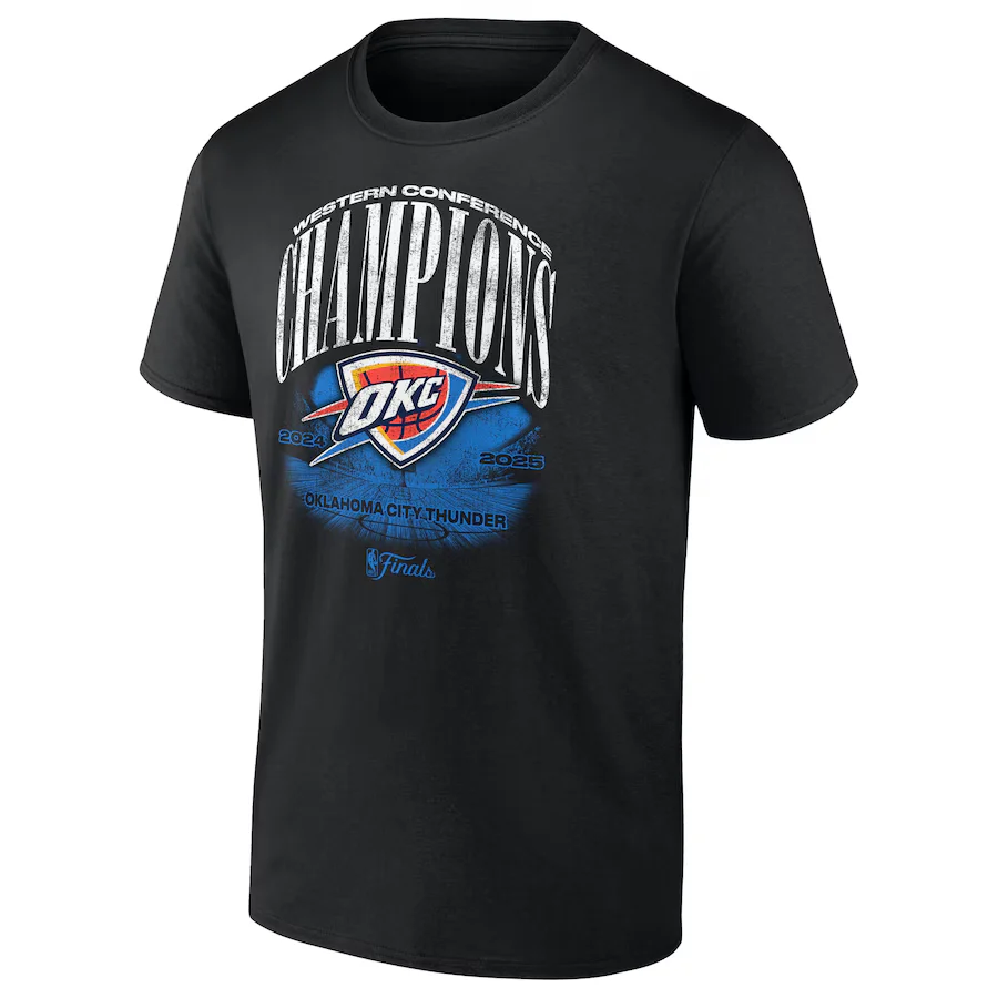 Men's Oklahoma City Thunder Fanatics Black 2025 Western Conference Champions Box Out T-Shirt