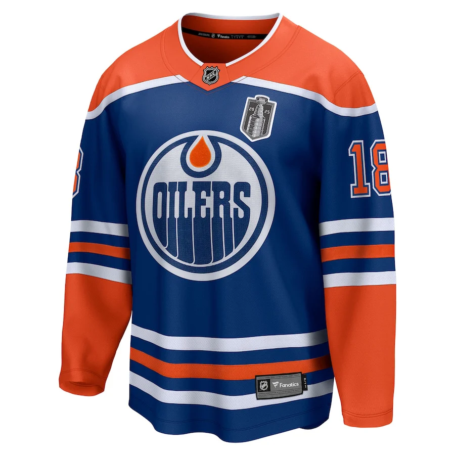 Men's Edmonton Oilers Zach Hyman Fanatics Royal 2025 Stanley Cup Final Home Breakaway Jersey