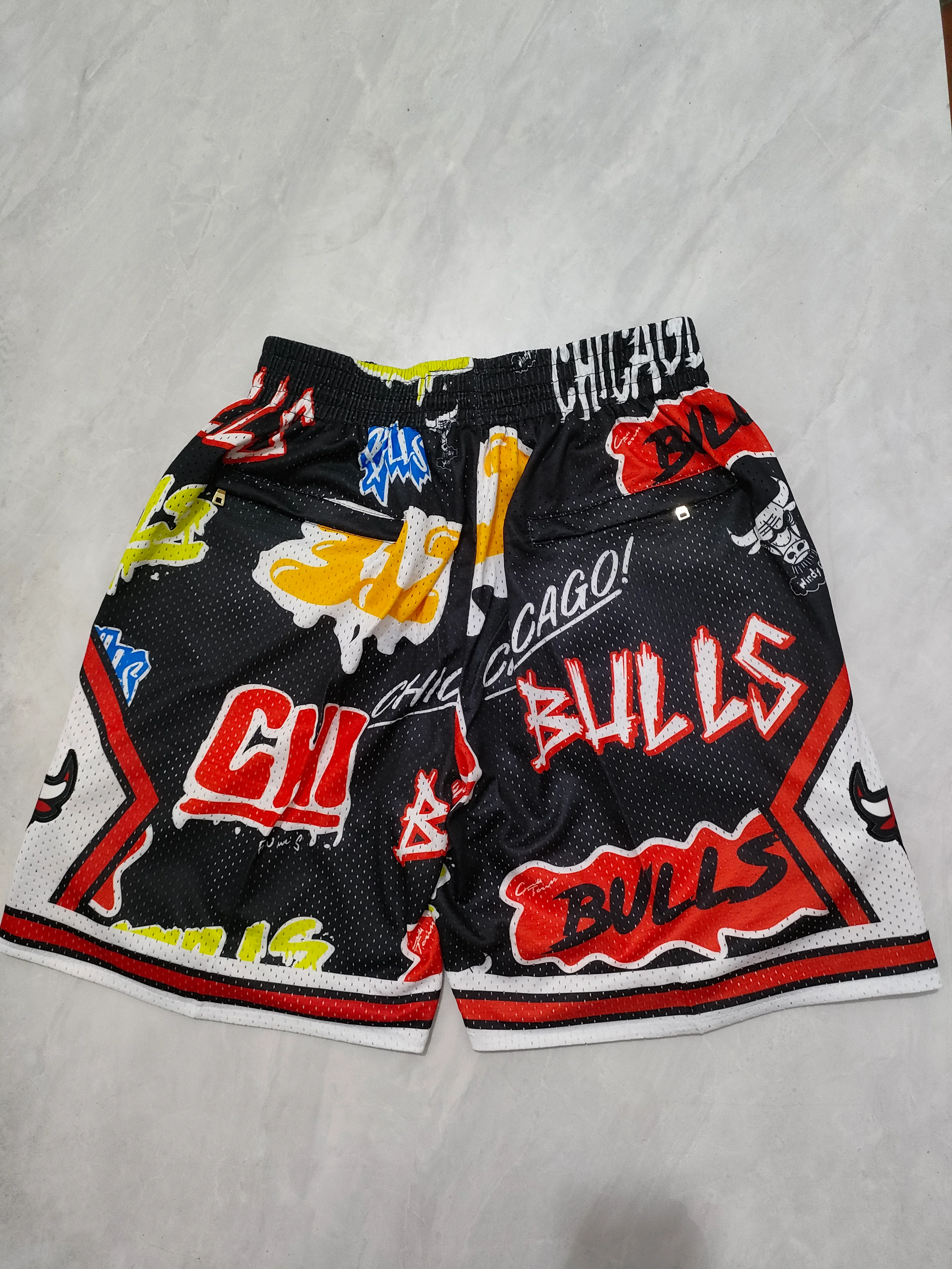 JUST DON Chicago Bulls Black Graffiti Pocket Shorts