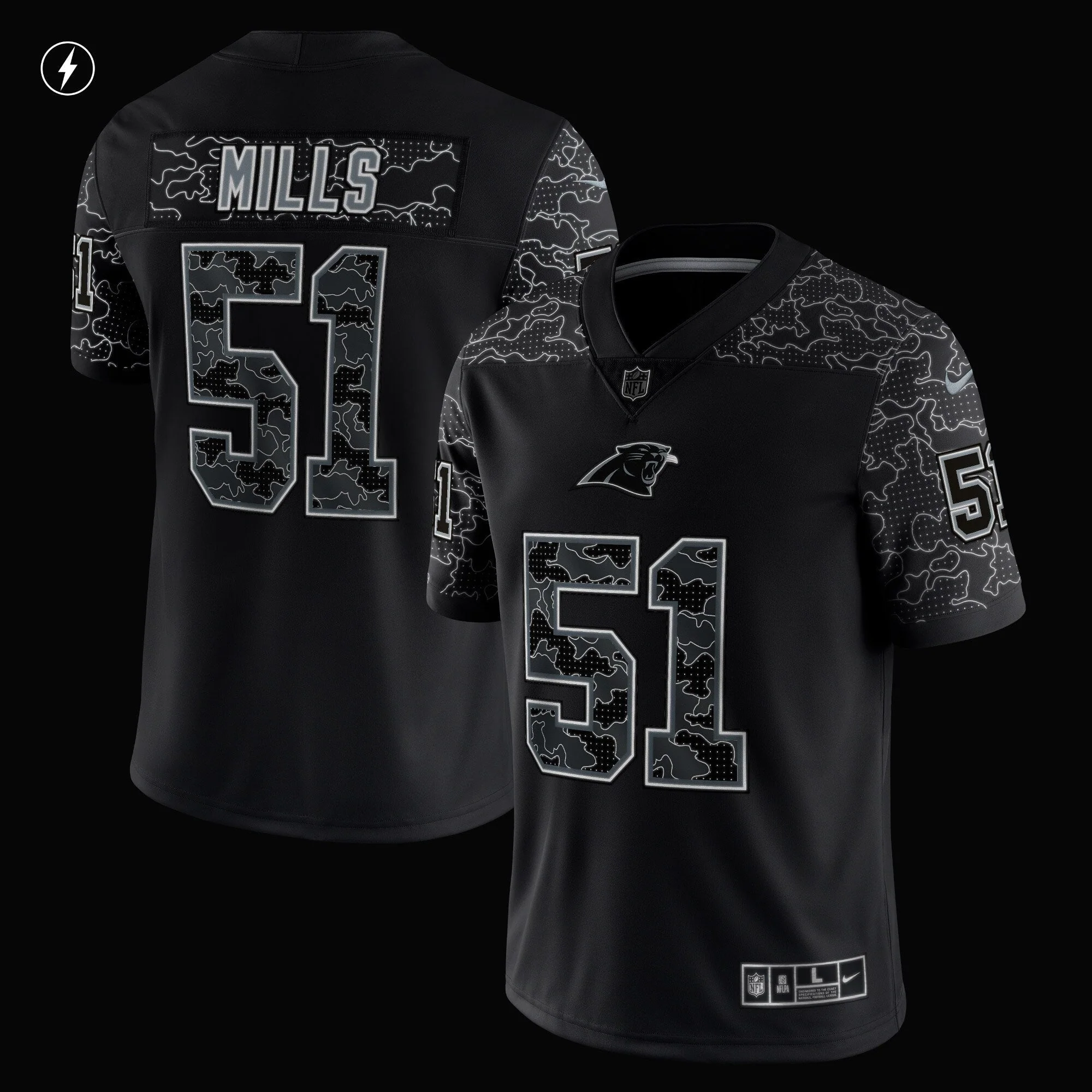 Sam Mills Carolina Panthers Nike Retired   RFLCTV Limited Jersey - Black