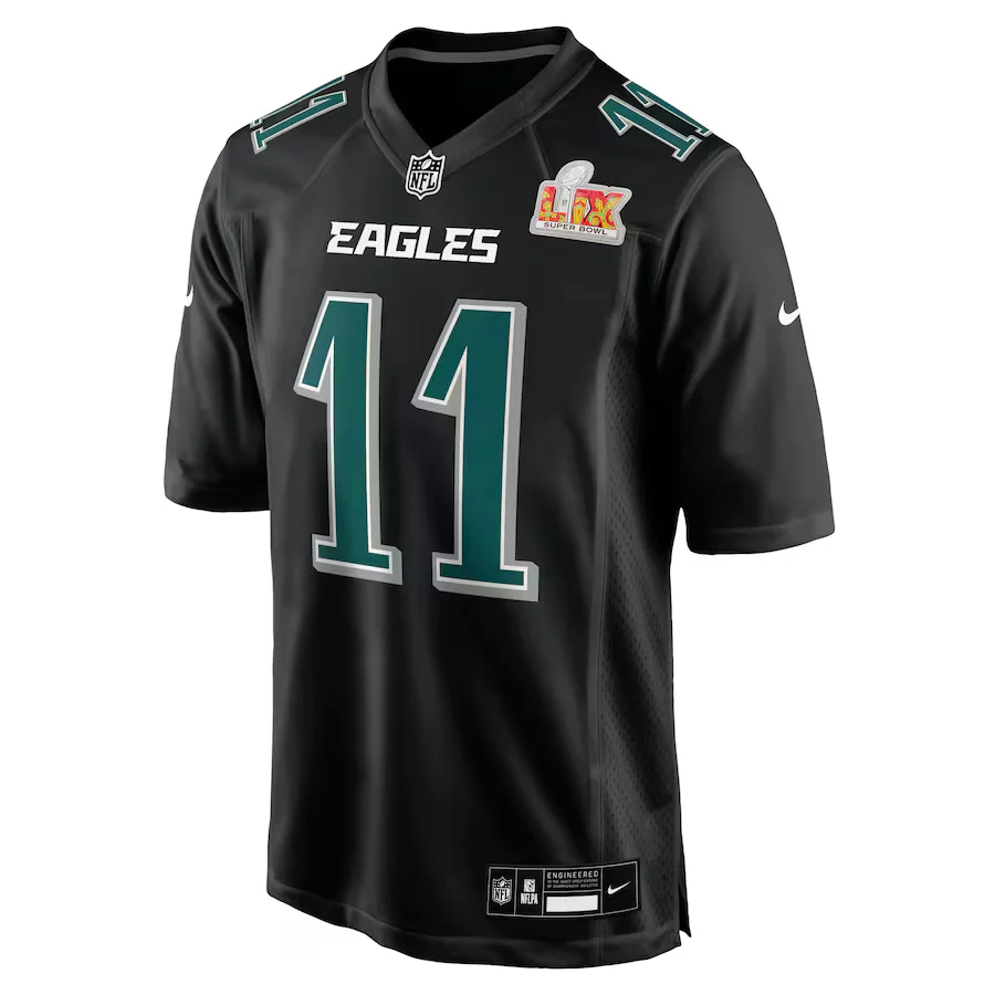 Men's Philadelphia Eagles A.J. Brown Nike Carbon Black Super Bowl LIX Fashion Game Player Jersey