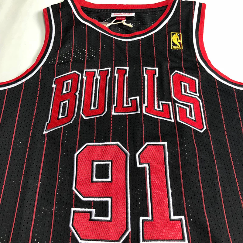 Chicago Bulls Dennis Rodman 91 Black Thorwback Jersey