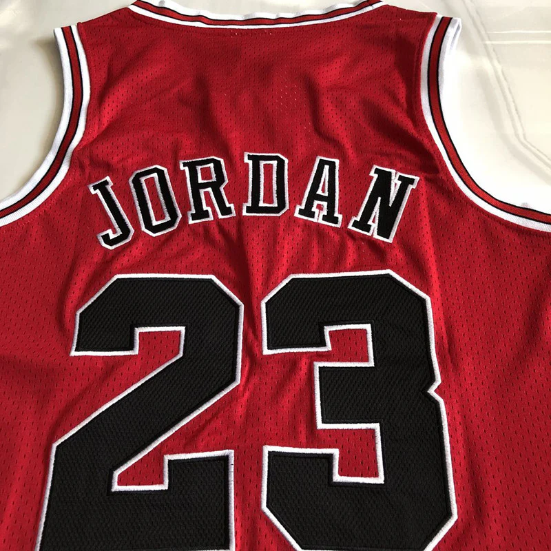 Michael Jordan Chicago Bulls 23 Red -Retro Dense Embroidery