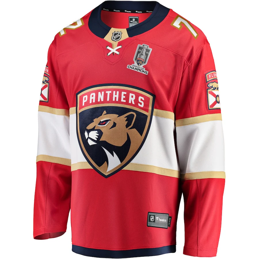 Sergei Bobrovsky Florida Panthers   Home 2024 Stanley Cup Champions Breakaway  Jersey �C Red