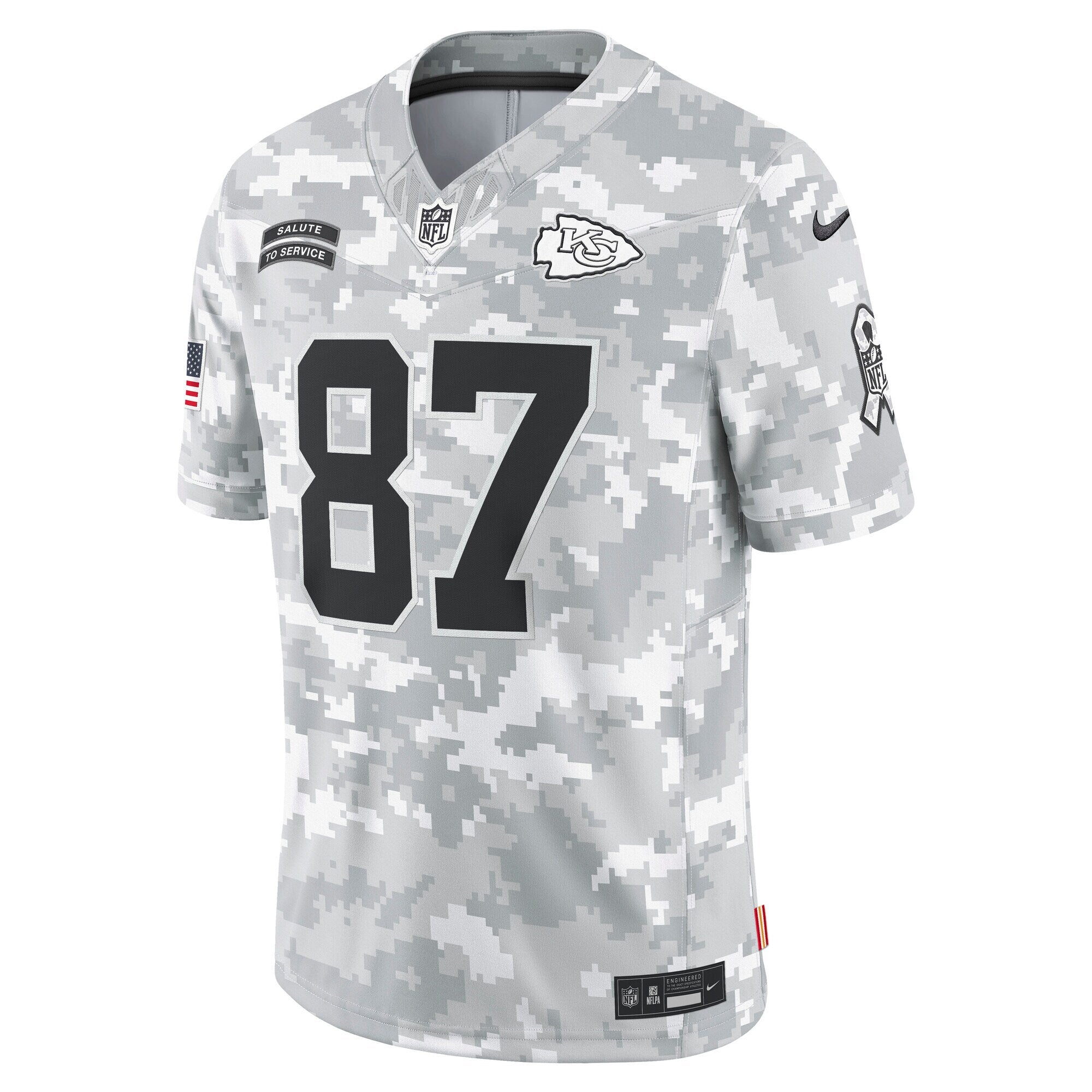 Travis Kelce Kansas City Chiefs Nike 2024 Salute to Service Limited Jersey - Arctic Camo