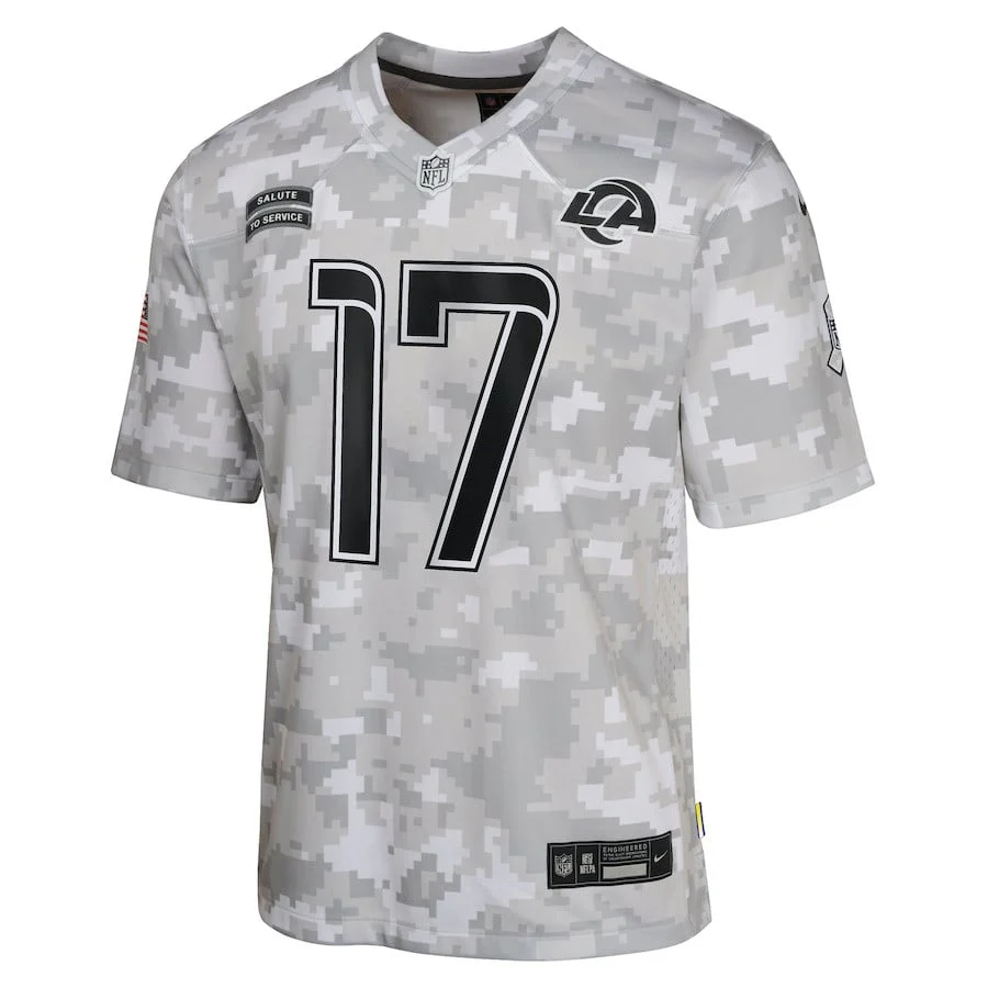 Puka Nacua #17 Los Angeles Rams Arctic Camo 2024 Salute to Service YOUTH Jersey - National Football League 2024