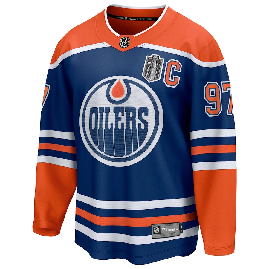 Men's Edmonton Oilers Connor McDavid Fanatics Royal 2025 Stanley Cup Final Home Breakaway Jersey