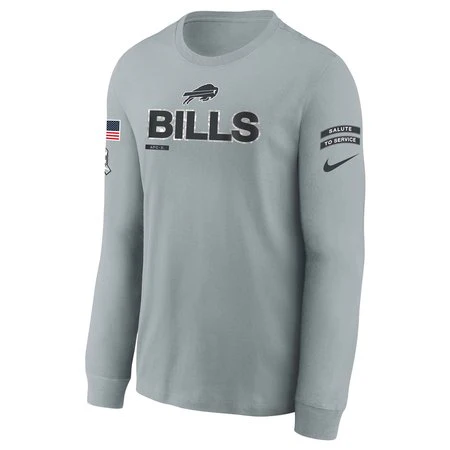 Youth Buffalo Bills Nike Gray 2024 Salute To Service Long Sleeve T-Shirt