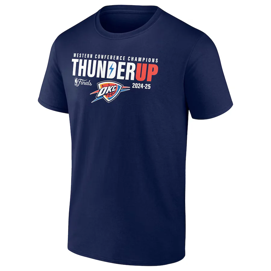Men's Oklahoma City Thunder Fanatics Navy 2025 Western Conference Champions Hometown Collection T-Shirt