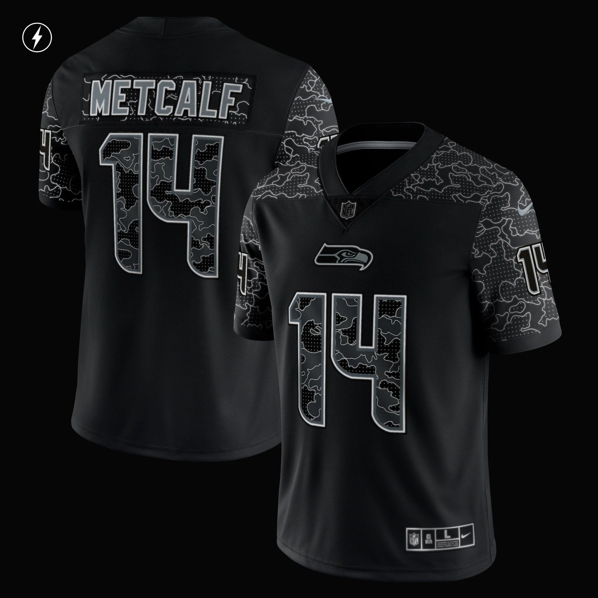 DK Metcalf Seattle Seahawks Nike RFLCTV Limited Jersey - Black