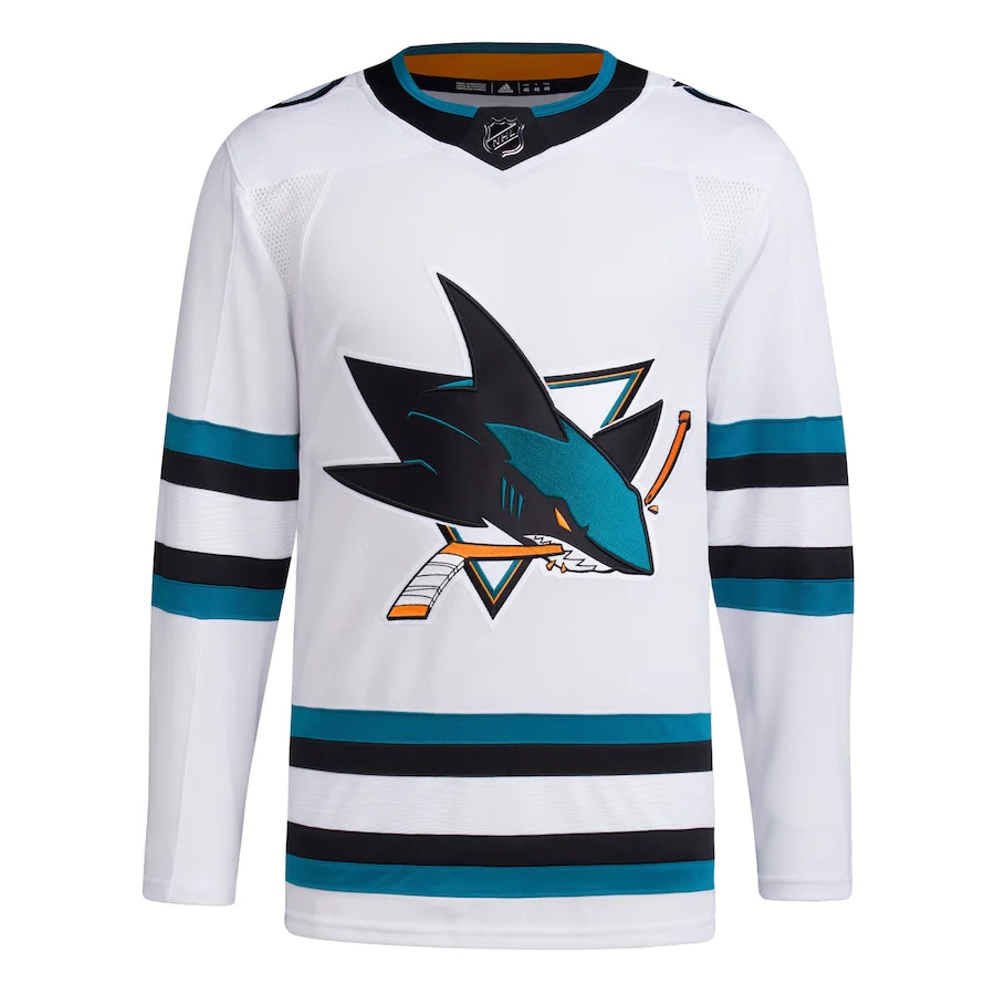 Men's San Jose Sharks adidas White Away Primegreen Authentic Jersey