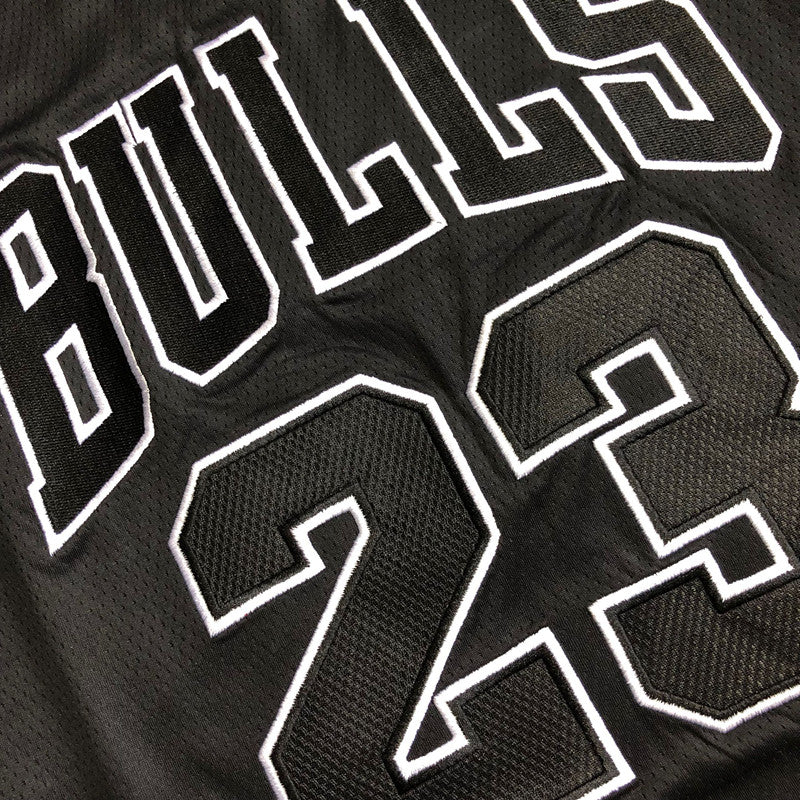 Michael Jordan Chicago Bulls 23 Black -Retro Dense Embroidery