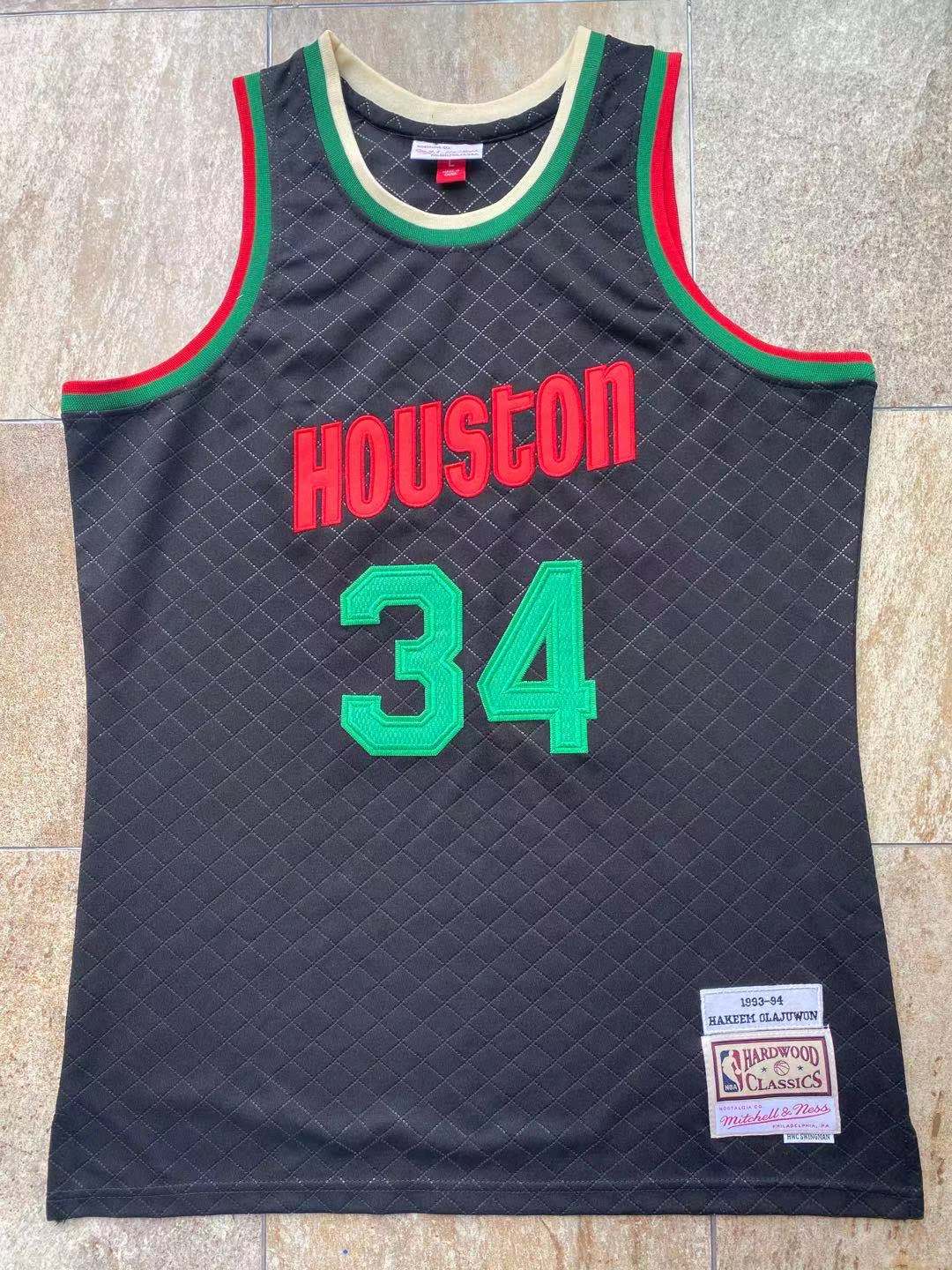 Houston Rockets  #34 Olajuwon Black MN