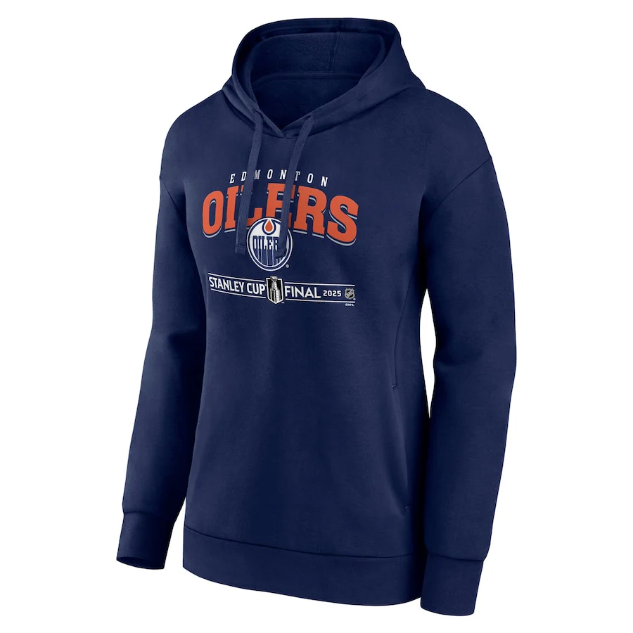 Women's Edmonton Oilers Navy 2025 Stanley Cup Final Custom Pullover Hoodie