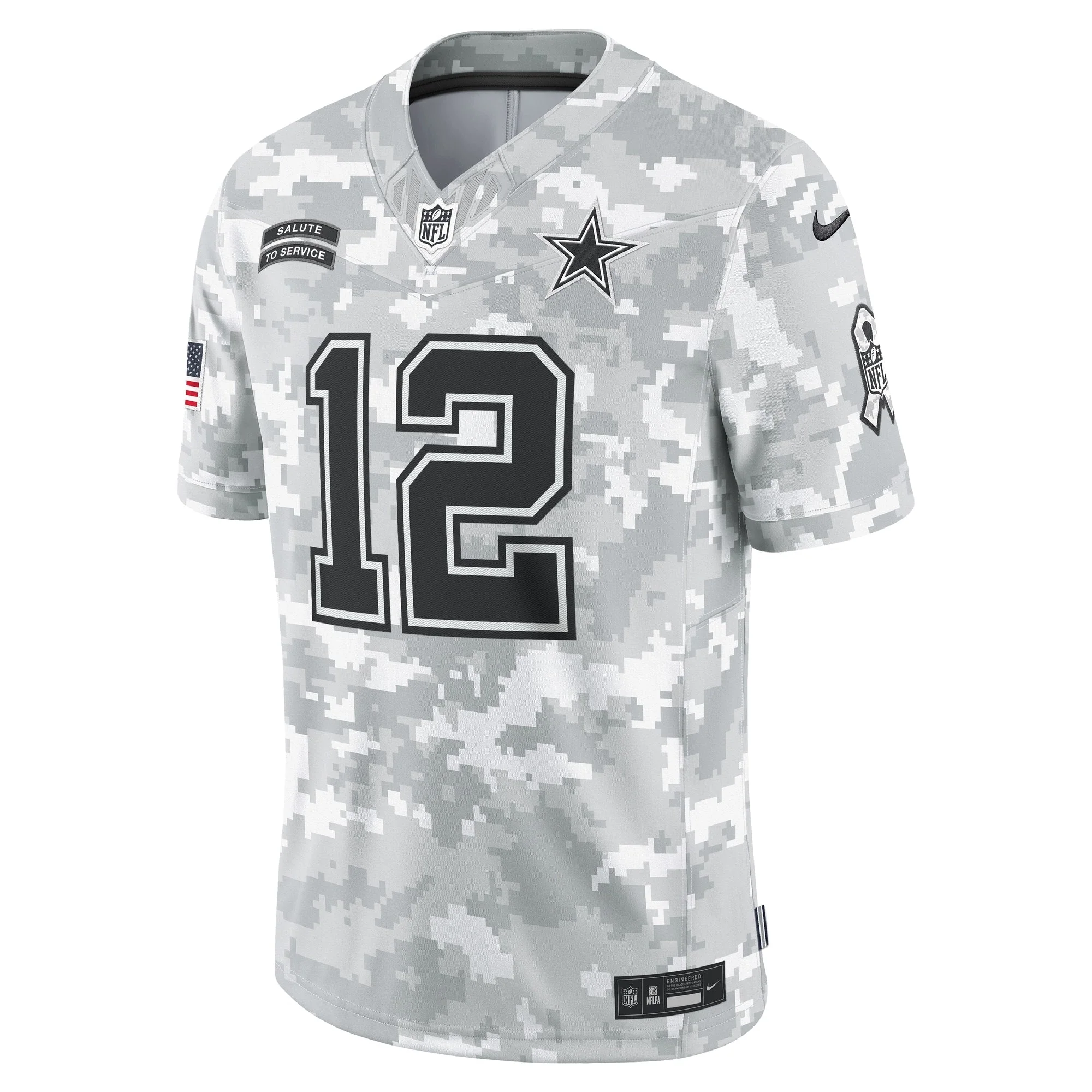 Roger Staubach Dallas Cowboys Nike 2024 Salute to Service Retired   Limited Jersey - Arctic Camo