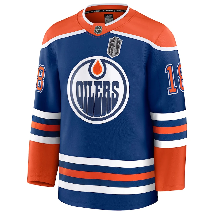 Men's Edmonton Oilers Zach Hyman Fanatics Royal 2025 Stanley Cup Final Home Premium Jersey