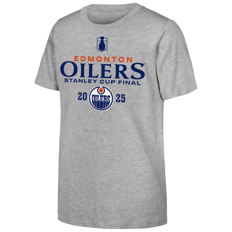 Youth Edmonton Oilers Fanatics Heather Gray 2025 Stanley Cup Final Roster T-Shirt