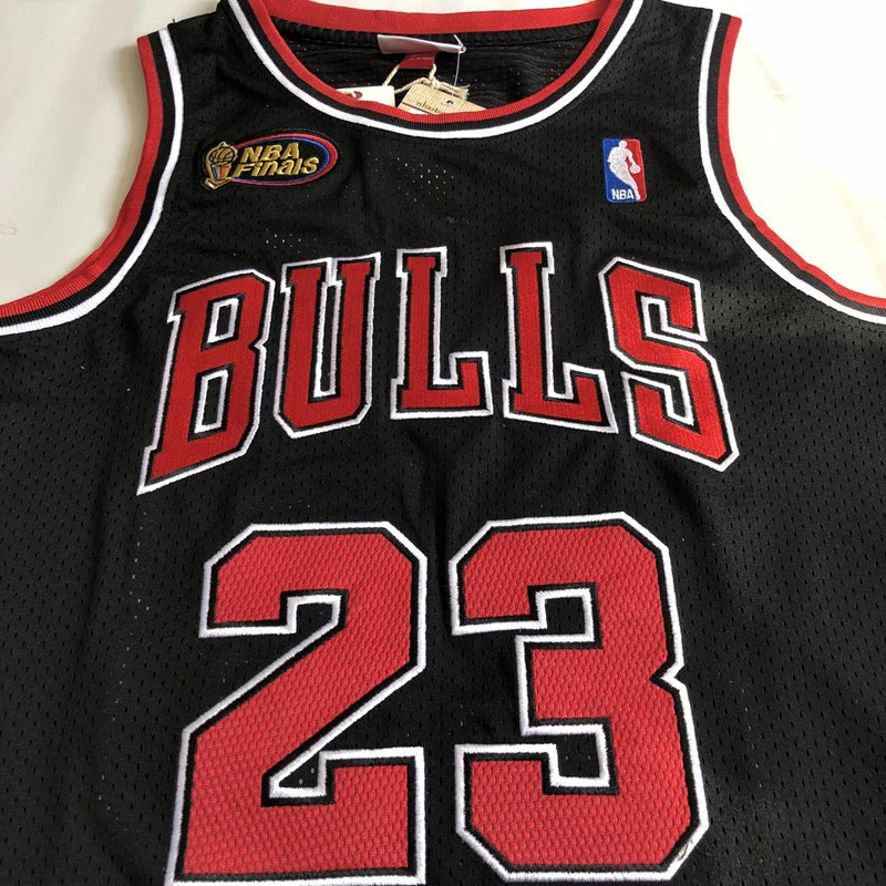 Michael Jordan Chicago Bulls 23 Black -Retro Dense Embroidery