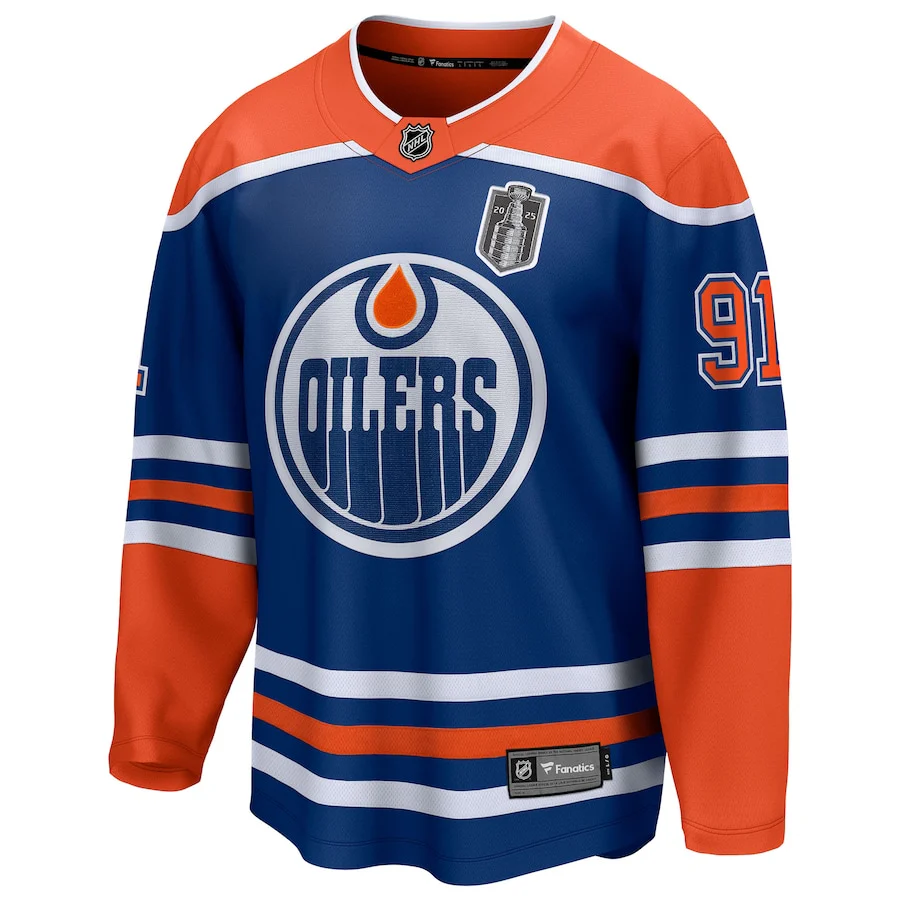 Men's Edmonton Oilers Evander Kane Fanatics Royal 2025 Stanley Cup Final Home Breakaway Jersey