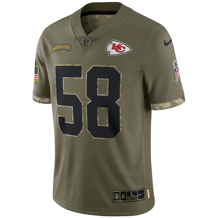 Derrick Thomas Kansas City Chiefs Salute To Service Retired Player Limited Jersey - Olive