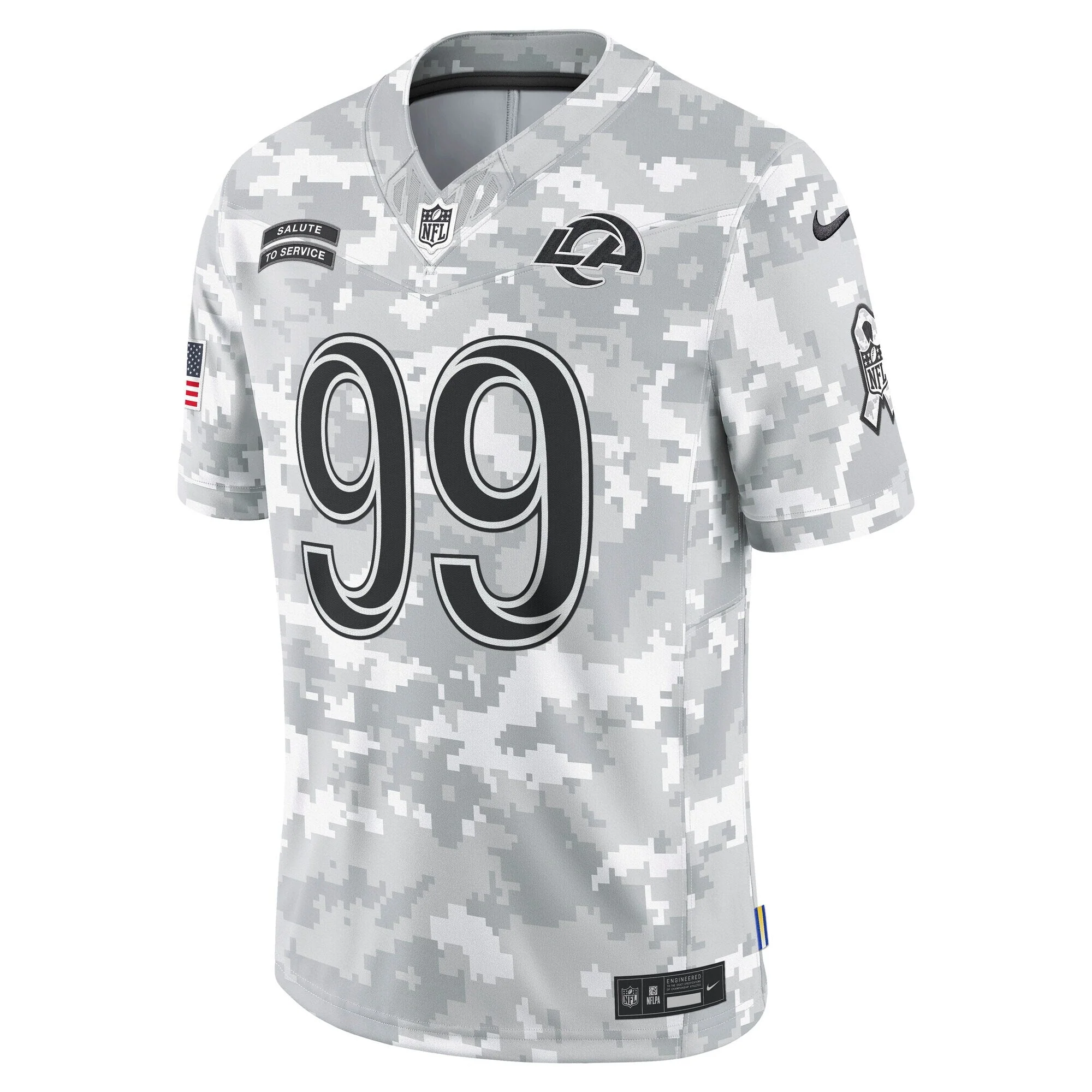 Aaron Donald Los Angeles Rams Nike 2024 Salute to Service Retired   Limited Jersey - Arctic Camo